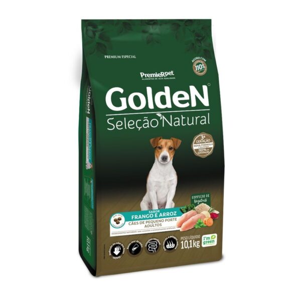 Ração Golden Cão Adulto Raças Pequenas Seleção Natural Frango e Arroz 10,1kg