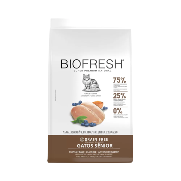 Ração Biofresh Gato Sênior Frango, Curcuma, Chá Verde e Blueberry 7,5kg