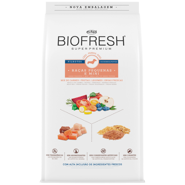 Ração Biofresh Cão Filhote Raças Pequenas e Minis Mix de Carnes, Frutas, Legumes e Ervas Frescas 1kg