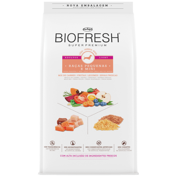 Ração Biofresh Cão Adulto Raças Pequenas e Minis Light Mix de Carne, Frutas, Legumes e Ervas Frescas 3kg