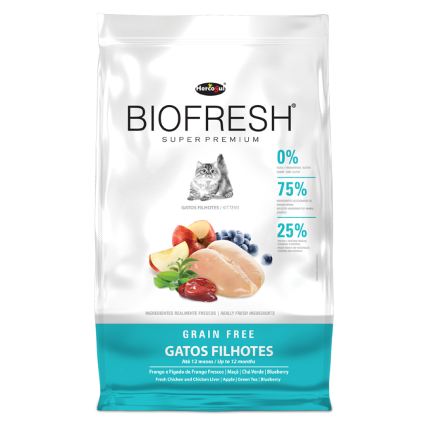 Ração Biofresh Gato Filhote Frango e Fígado de Frango Frescos, Maça, Chá Verde e Blueberry 400g