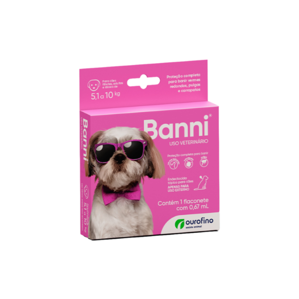 Vermífugo, Antipulgas e Carrapatos Banni para Cães de 5,1 a 10kg - OuroFino