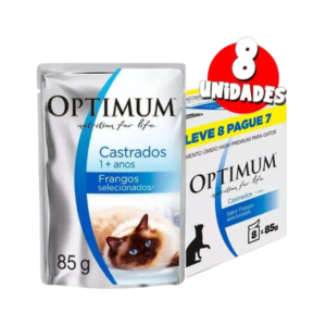 Caixa Ração Úmida Optimum Gato Castrado Frango - Leve 8 pague 7