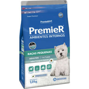 Ração Premier Cão Adulto Raças Pequenas 1 a 7 Anos Ambientes Internos Frango e Salmão 1kg