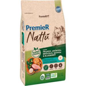 Ração Premier Cão Adulto Raças Pequenas Nattu Frango, Abóbora, Brócolis, Quinoa e blueberry 10,1kg