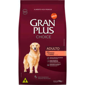 Ração GranPlus Cão Adulto Raças Médias e Grandes Choice Frango e Carne 15kg