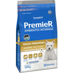 Ração Premier Cão Filhote Raças Pequenas Ambientes Internos Frango e Salmão 1kg