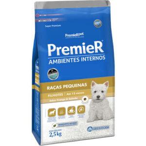 Ração Premier Cão Filhote Raças Pequenas Ambiente Interno Frango e Salmão 2,5kg