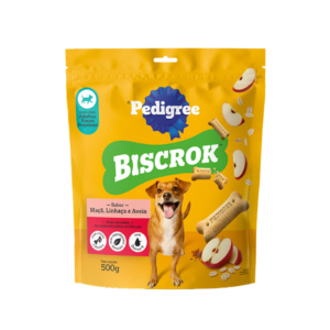 Biscoito Pedigree Cão Adulto Raças Pequenas Maçã, Linhaça e Aveia Biscrok 500g