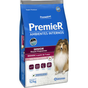 Ração Premier Cão Sênior Raças Pequenas Ambientes Internos Frango e Salmão 12kg