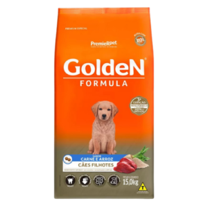 Ração Golden Cão Filhote Raças Médias e Grandes Fórmula Carne e Arroz 15kg
