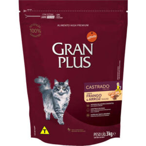 Ração GranPlus Gato Castrado Menu Frango e Arroz 3kg