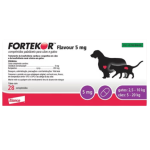 Tratamento para Insuficiências Fortekor Flavour para Cães de 5 a 20kg  e Gatos de 2,5 a 10kg 5mg - Elanco