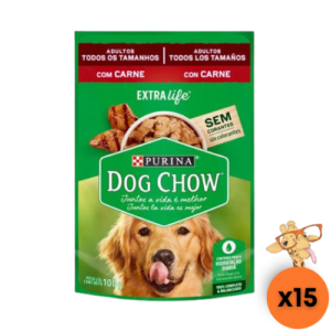 Caixa Ração Úmida Dog Chow Cão Adulto Todos os Tamanhos Carne 100g - 15un