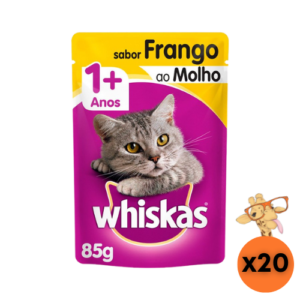 Caixa Ração Úmida Whiskas Gato Adulto Frango 85g - 20un