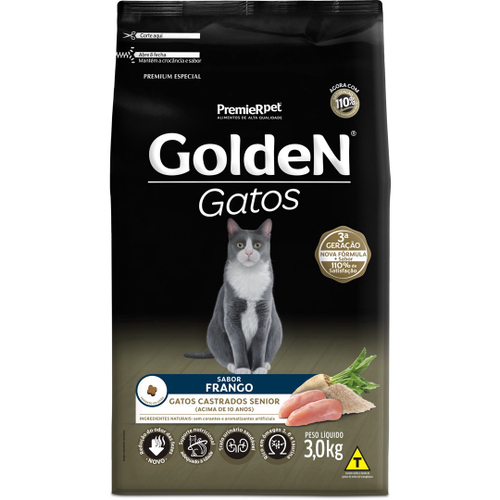Ração Golden Gato Sênior Acima de 10 Anos Frango 3kg