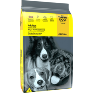 Ração Three Dogs Cão Adulto Raças Médias e Grandes Original Frango, Carne e Arroz 20kg