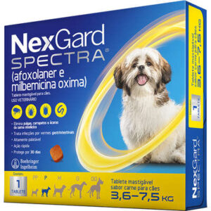 Antipulgas e Carrapatos NexGard Spectra Cão 3,6 a 7,5kg - 1 Tablete