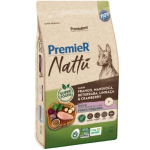 Ração Premier Cão Sênior Raças Pequenas Nattu Frango, Mandioca, Beterraba, Linhaça e Cranberry 10,1kg