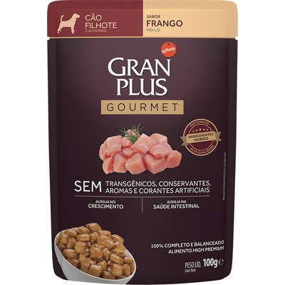 Ração úmida GranPlus Cão Filhote Gourmet Frango 100g