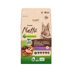Ração Premier Cão Sênior  Nattú Frango, Mandioca, Beterraba, Linhaça e Cranberry 10,1kg