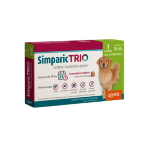 Antipulgas e Carrapatos Simparic Trio Cães 20,1kg à 40kg 1 Comprimido - Zoetis