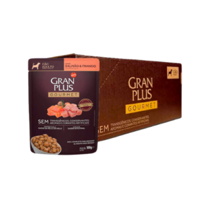 Caixa Ração úmida GranPlus Cão Adulto Gourmet Salmão e Frango 100g - 18un