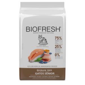 Ração Biofresh Gato Sênior Peixe Branco, Salmão, Cúrcuma, Chá Verde e Blueberry 1,5kg