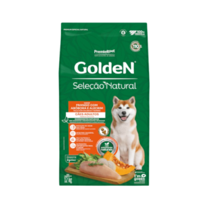Ração Golden Cão Adulto Raças Médias e Grandes Seleção Natural Frango, Abóbora e Alecrim 12kg