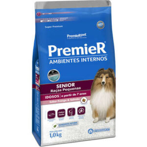Ração Premier Cão Sênior Raças Pequenas Ambientes Internos Frango e Salmão 1kg