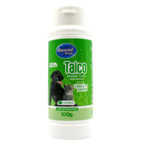 Talco Banho a seco Cães e Gatos Citronela 100g - Genial Pet