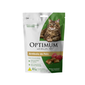Petisco Optimum Gato Antibola de Pelo Carne e Linhaça 80g