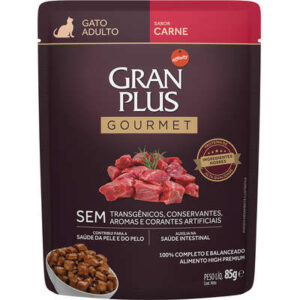 Ração úmida GranPlus Gato Adulto Gourmet Carne 85g