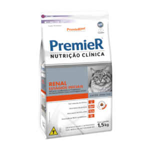 Ração Premier Gato Adulto Nutrição Clínica Renal Estágios Iniciais 1,5kg
