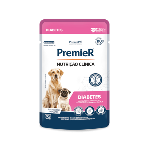 Ração Úmida Premier Cão Adulto e Filhote Nutrição Clínica Diabetes 85g