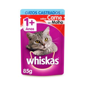 Ração Úmida Whiskas Gato Castrado Carne 85g