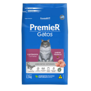 Ração Premier Gato Sênior Castrado 7 a 11 Anos Frango 1,5kg