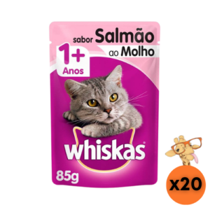 Caixa Ração Úmida Whiskas Gato Adulto Salmão 85g - 20un