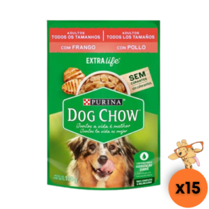 Caixa Ração Úmida Dog Chow Cão Adulto Todos os Tamanhos Frango 100g - 15un