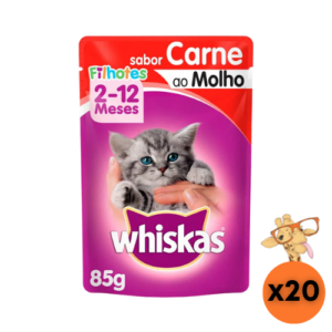 Caixa Ração Úmida Whiskas Gato Filhote Carne 85g - 20un