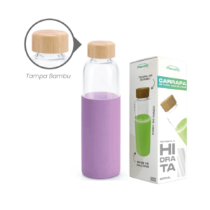 Garrafa de Vidro com base de silicone 550ml - Plasvale