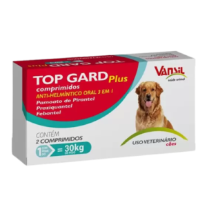 Vermífugo Top Gard Plus Cães 30kg - 2 comprimidos - Vansil
