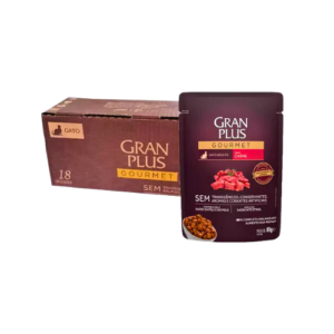 Caixa Ração úmida GranPlus Gato Adulto Gourmet Carne 85g - 18un