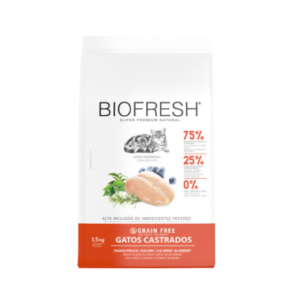 Ração Biofresh Gato Castrado Frango, Alecrim, Chá Verde e Blueberry 7,5kg