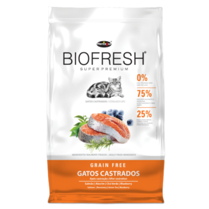 Ração Biofresh Gato Castrado Salmão, Alecrim, Chá Verde e Blueberry 7,5kg