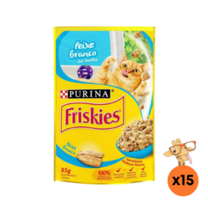 Caixa Ração Úmida Friskies Gato Peixe Branco ao Molho 85g - 15un