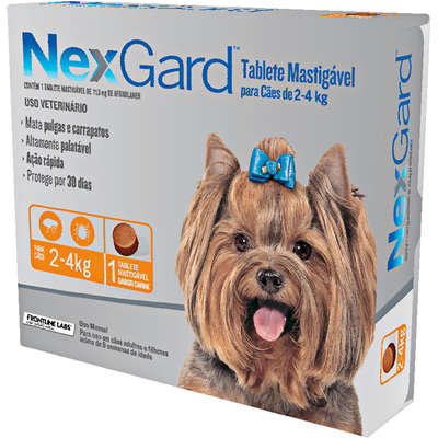 Antipulgas e Carrapatos NexGard Cão 1 Tablete 2 a 4kg