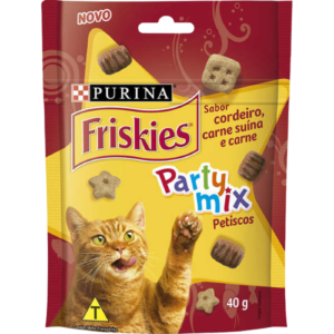 Petisco Friskies Party Mix Carne, Cordeiro e Carne Suína 40g