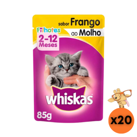 Caixa Ração úmida Whiskas  Gato Filhote Frango 85g - 20un