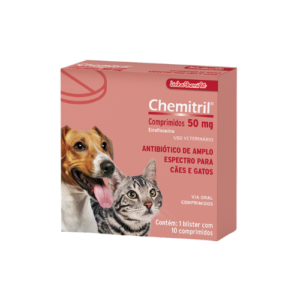 Antibiótico Chemitril  Enrofloxacina para Cães e Gatos 50mg -  Chemitec